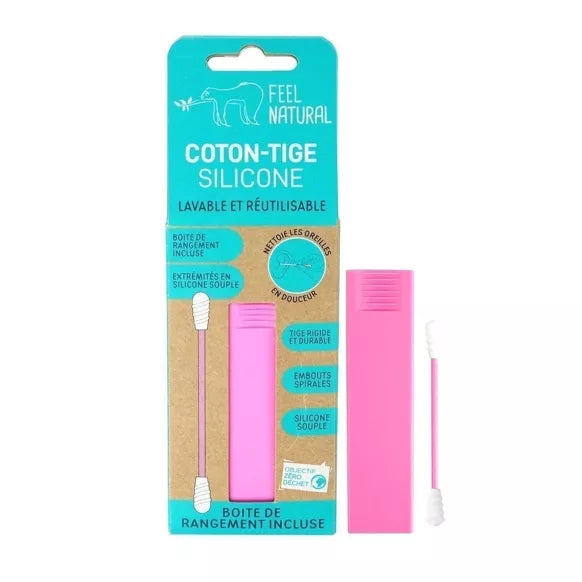Coton-tige en silicone avec son étuis
