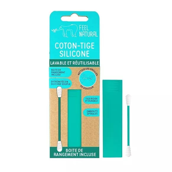 Coton-tige en silicone avec son étuis