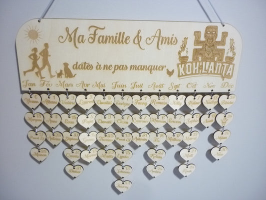 Calendrier des dates d'anniversaire