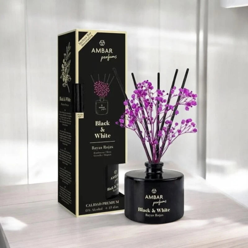 Mikado Black & White Baies Rouges – Ambar
