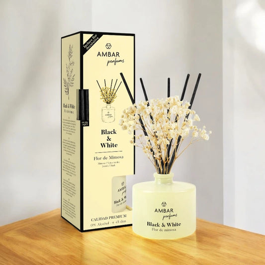 Mikado Black & White Fleur de Mimosa – Ambar