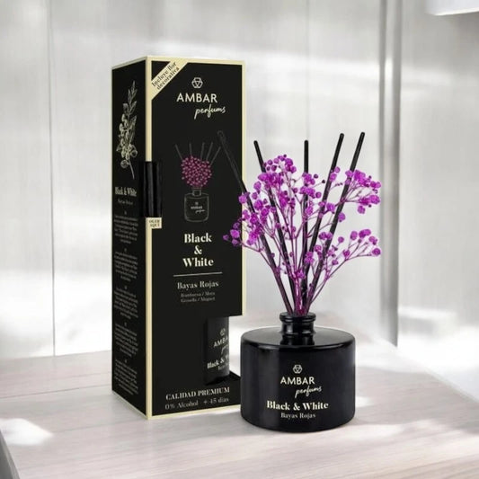 Mikado Black & White Baies Rouges – Ambar
